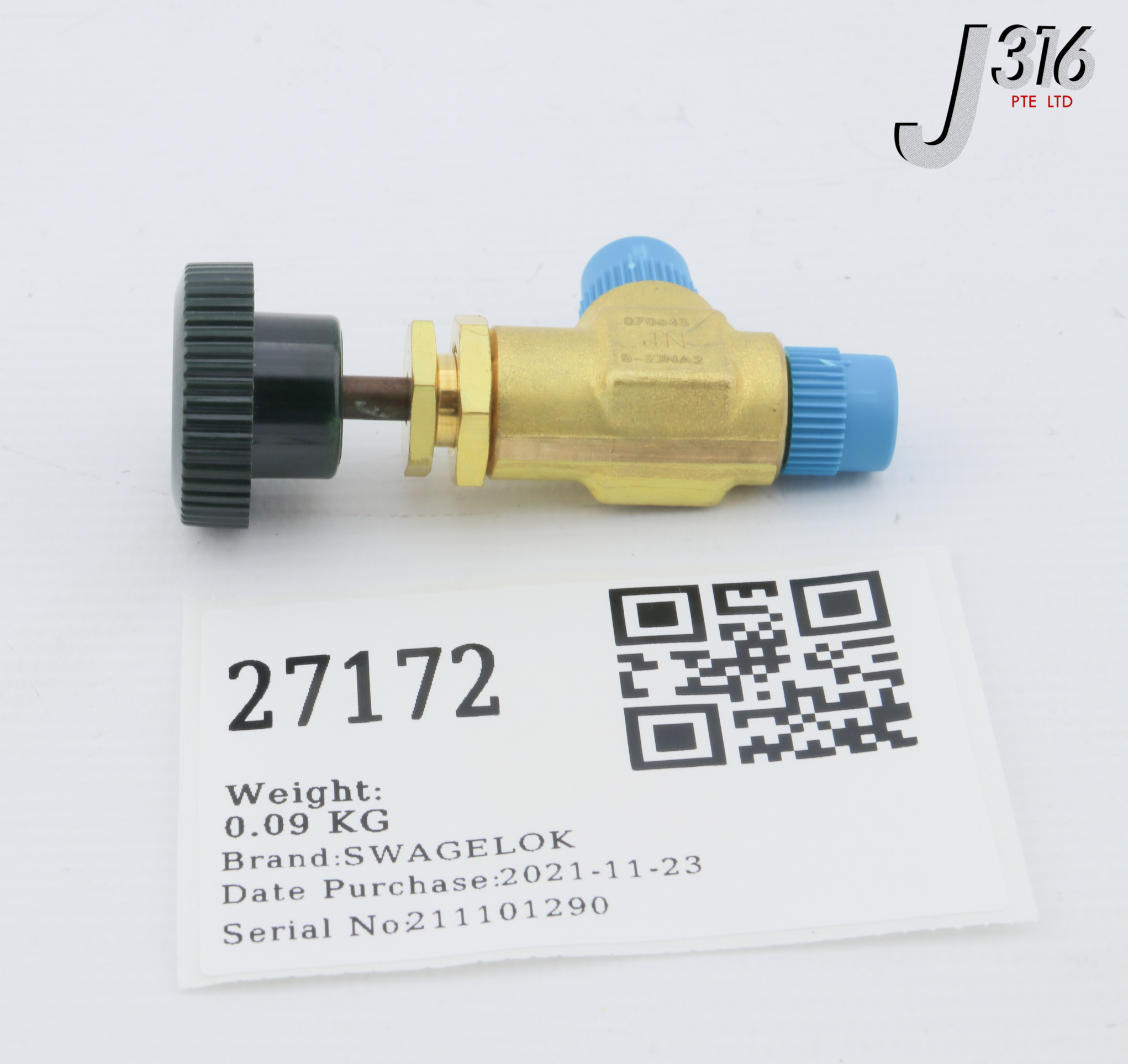 Swagelok Brass Screwed Bonnet Angle Pattern Needle Valve